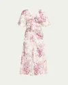 Cinq À Sept Brenton Puff-sleeve Midsummer Bloom Dress