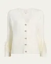 Cinq À Sept Briana Feather-cuff Knit Cardigan In Ivory