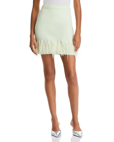 Cinq À Sept Cinq A Sept Briana Feather Trim Mini Skirt In Patina