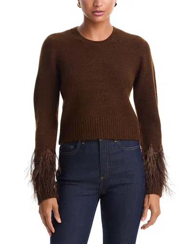 Cinq À Sept Cinq A Sept Briana Feather Trim Sweater In Brown