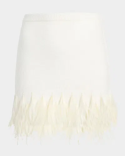 Cinq À Sept Briana Feathered Mini Skirt In Ivory