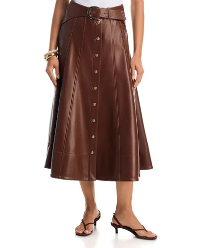 Cinq À Sept Cinq A Sept Briony Faux Leather Midi Skirt In Brown