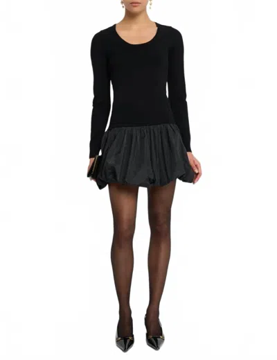 Cinq À Sept Brisa Mixed Media Mini Dress In Black