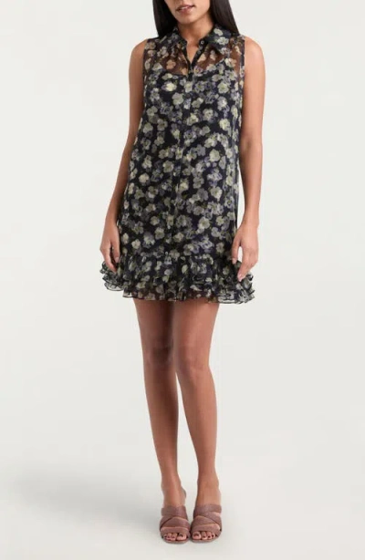 CINQ À SEPT CINQ À SEPT BRISBANE TOSSED POPPIES FLORAL PRINT SILK CHIFFON MINIDRESS