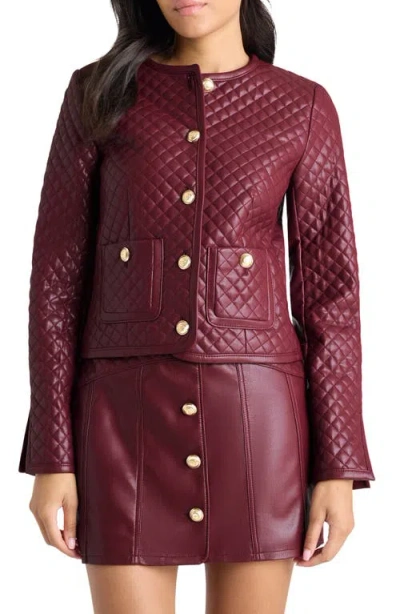 Cinq À Sept Brooke Quilted Faux Leather Jacket In Purple