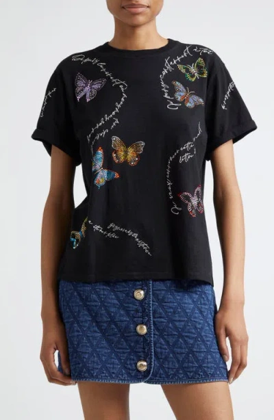 Cinq À Sept Cinq A Sept Love Letter Embellished Tee In Black Multi