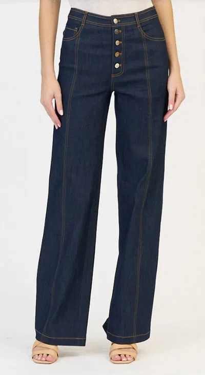 Cinq À Sept Button Front Francine Pant In Indigo In Blue