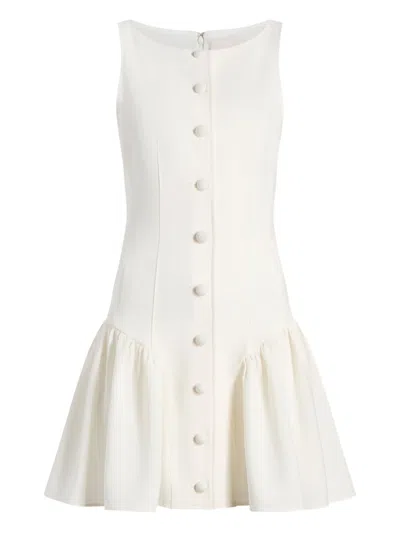 Cinq À Sept Button-front Ruffled Dress In White