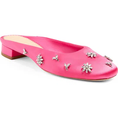Cinq À Sept Callie Crystal Embellished Satin Mule In Pink