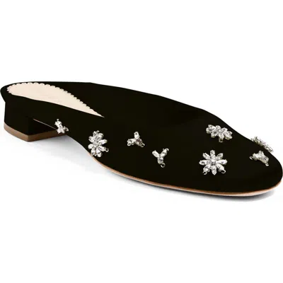 Cinq À Sept Callie Crystal Embellished Satin Mule In Black