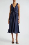 Cinq À Sept Cinq A Sept Calloway Ruffled Midi Dress In Navy