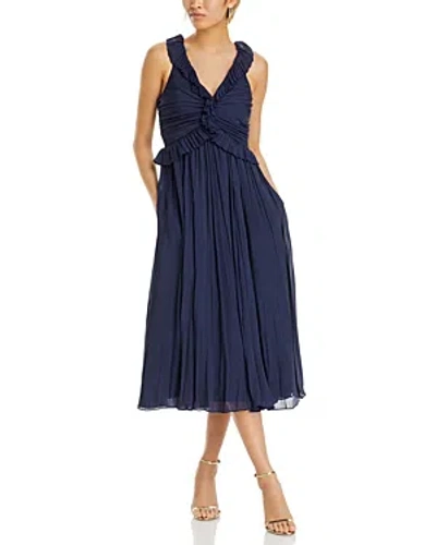 Cinq À Sept Cinq A Sept Calloway Ruffled Midi Dress In Navy