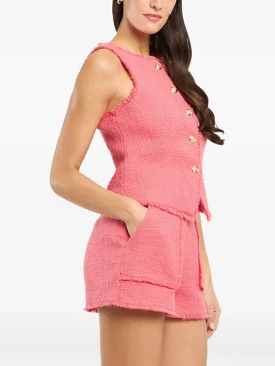 Cinq À Sept Camen Button Bouclé Vest In Pink