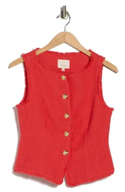 Cinq À Sept Camen Cotton Bouclé Vest In Red