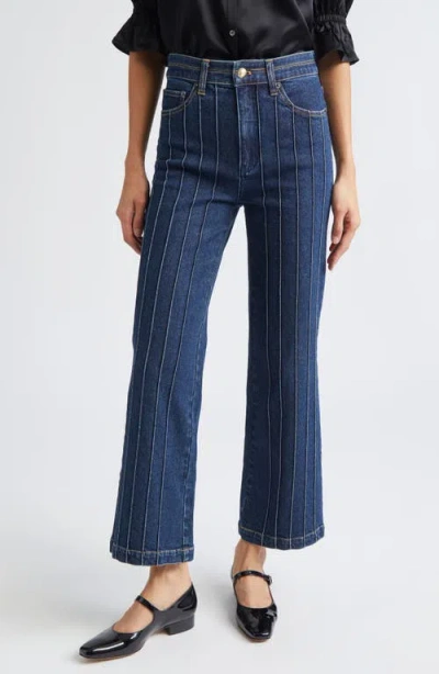 Cinq À Sept Camen Pintuck Flare Jeans In Blue