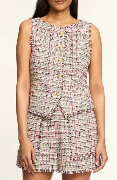 Cinq À Sept Camen Wildflower Fringe Trim Tweed Vest In Multi