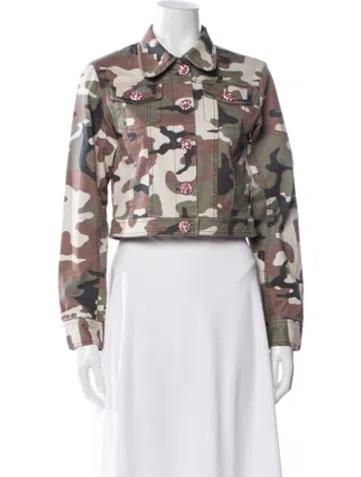 Pre-owned Cinq À Sept Camouflage Print Denim Jacket In Multi