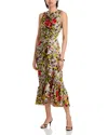 Cinq À Sept Canyon Bloom Elvira Ruffle Sleeveless Silk Midi Dress In Multi