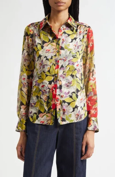 Cinq À Sept Canyon Bloom Print Tiered Ruffle Shirt In Multi