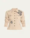 Cinq À Sept Canyon Embellished Scrunched Denim Jacket
