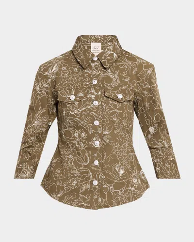 Cinq À Sept Canyon Garden Doodle Scrunched Jacket In Brown