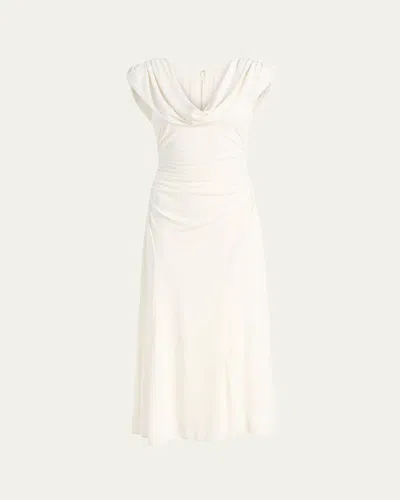 CINQ À SEPT CARINO DRAPED MIDI DRESS