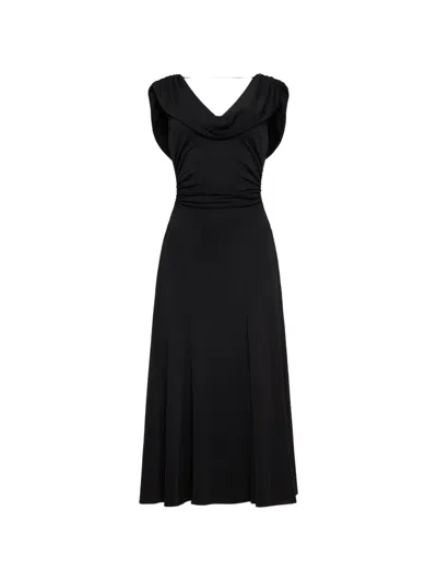 Cinq À Sept Carino Draped-neck Dress In Black