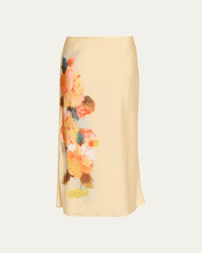 Cinq À Sept Cinq A Sept Watercolor Floral Carole Skirt In Yellow