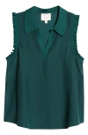 Cinq À Sept Carson Silk Sleeveless Top In Green Onyx