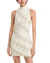 Cinq À Sept Micky Cascading Beaded Tassel Minidress In Gray
