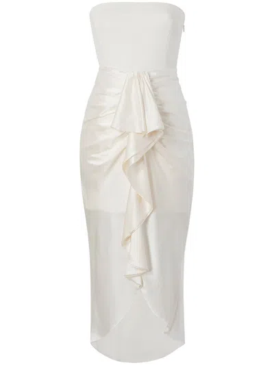 ivory and main mother of the bride dresses Sheath/Column V-Neck Half Sleeves Floor-Length Mother of the Bride Dresses with Ruffles & Appliques Ivory main image 1
