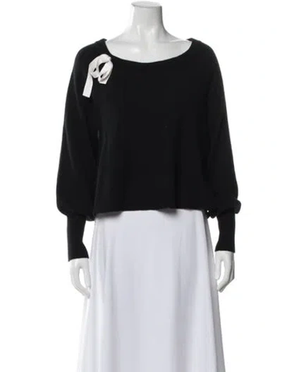 Pre-owned Cinq À Sept Cashmere Bateau Neckline Sweater In Black