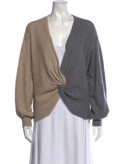 Pre-owned Cinq À Sept Cashmere Colorblock Pattern Sweater In Grey/neutrals