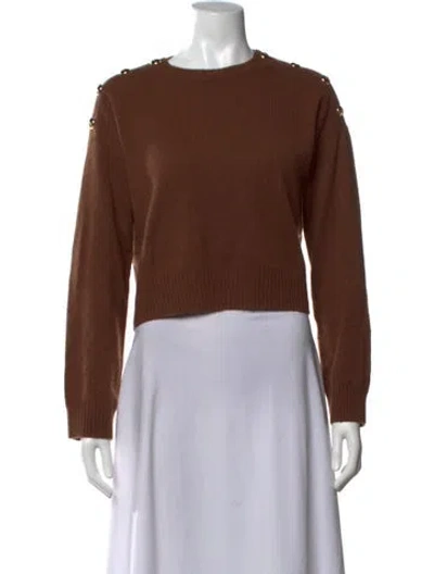 Pre-owned Cinq À Sept Cashmere Crew Neck Sweater In Brown