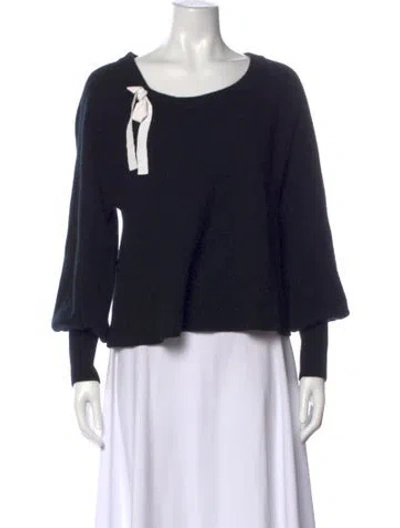Pre-owned Cinq À Sept Cashmere Scoop Neck Sweater In Black