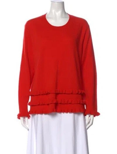 Pre-owned Cinq À Sept Cashmere Scoop Neck Sweater In Red
