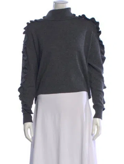 Pre-owned Cinq À Sept Cashmere Turtleneck Sweater In Gray