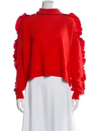 Pre-owned Cinq À Sept Cashmere Turtleneck Sweater In Orange