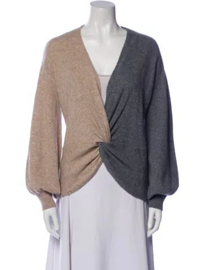 Pre-owned Cinq À Sept Cashmere V-neck Sweater In Gray