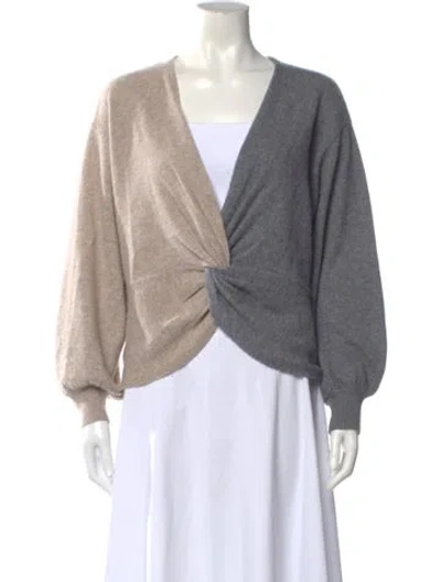 Pre-owned Cinq À Sept Cashmere V-neck Sweater In Gray