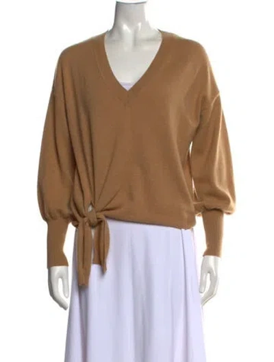 Pre-owned Cinq À Sept Cashmere V-neck Sweater In Neutrals