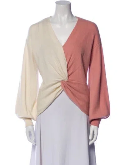 Pre-owned Cinq À Sept Cashmere V-neck Sweater In Pink