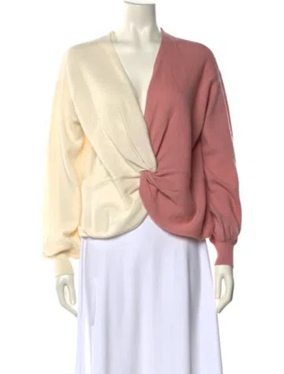 Pre-owned Cinq À Sept Cashmere V-neck Sweater In Pink