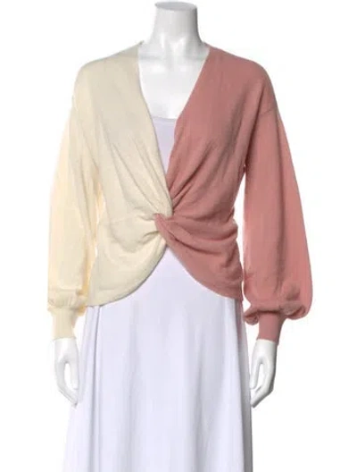 Pre-owned Cinq À Sept Cashmere V-neck Sweater In Pink