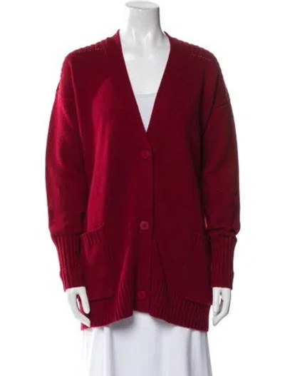 Pre-owned Cinq À Sept Cashmere V-neck Sweater In Red