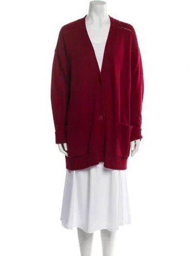 Pre-owned Cinq À Sept Cashmere V-neck Sweater In Red