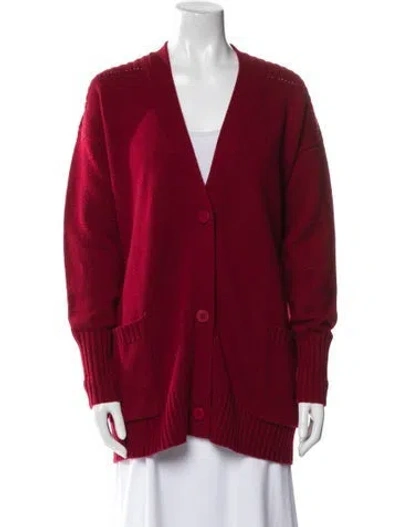 Pre-owned Cinq À Sept Cashmere V-neck Sweater In Red