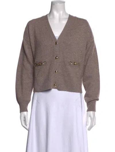 Pre-owned Cinq À Sept Cashmere V-neck Sweater W/ Tags In Grey