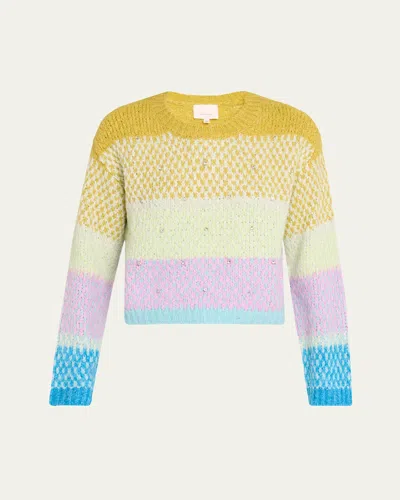 Cinq À Sept Caspar Embellished Color Block Sweater In Wimu