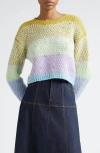 Cinq À Sept Caspar Ombré Stripe Crewneck Sweater In Willow Multi